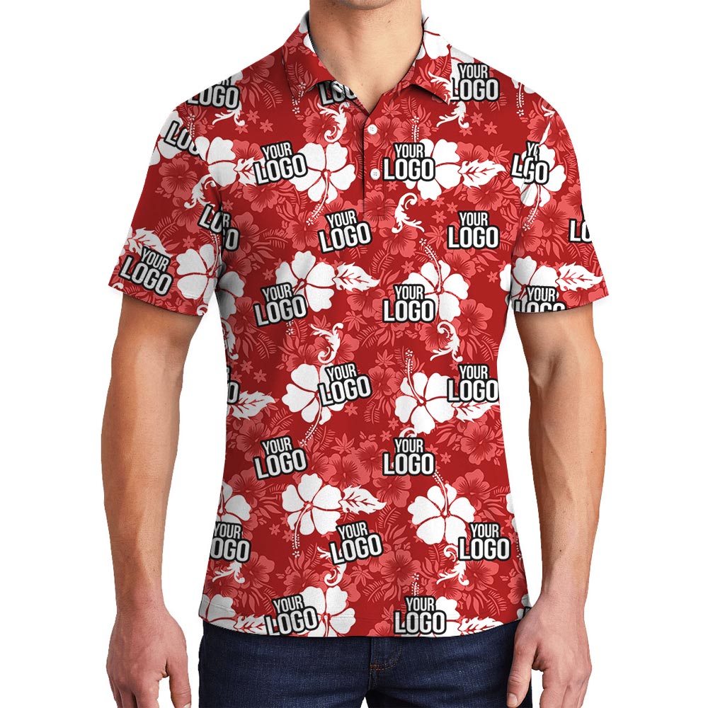 Custom Team Logo Hawaiian Polo Shirt For Men - variant image 1