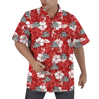 Personalized Red Hawaiian Shirt With Company Logo