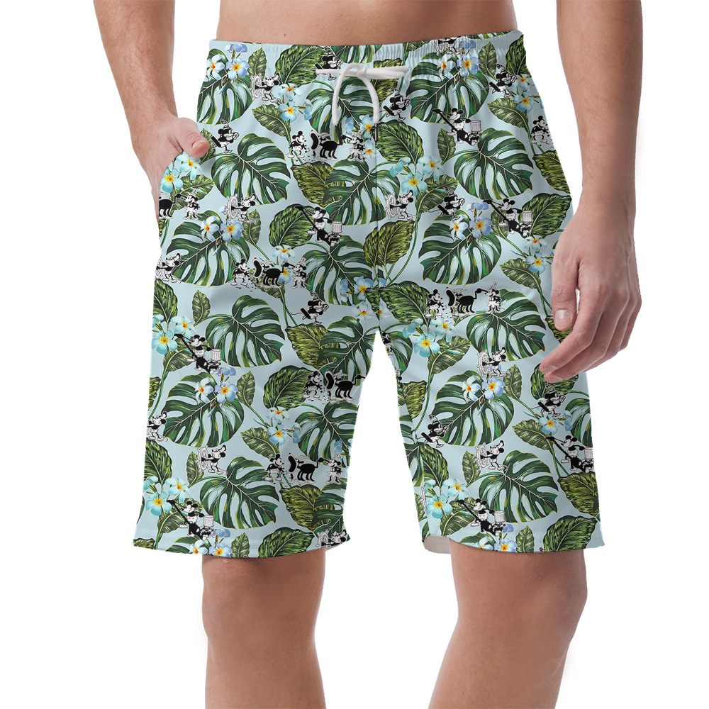 Green Hawaiian Men Short Featuring Mickey Mouse Steamboat Willie - variant image 1
