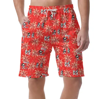 Red Palm Tree Mickey Steamboat Willie Aloha Short for Men