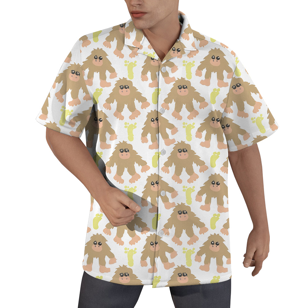 Cute Bigfoot Hawaiian Button Up Shirt For Men - variant image 1