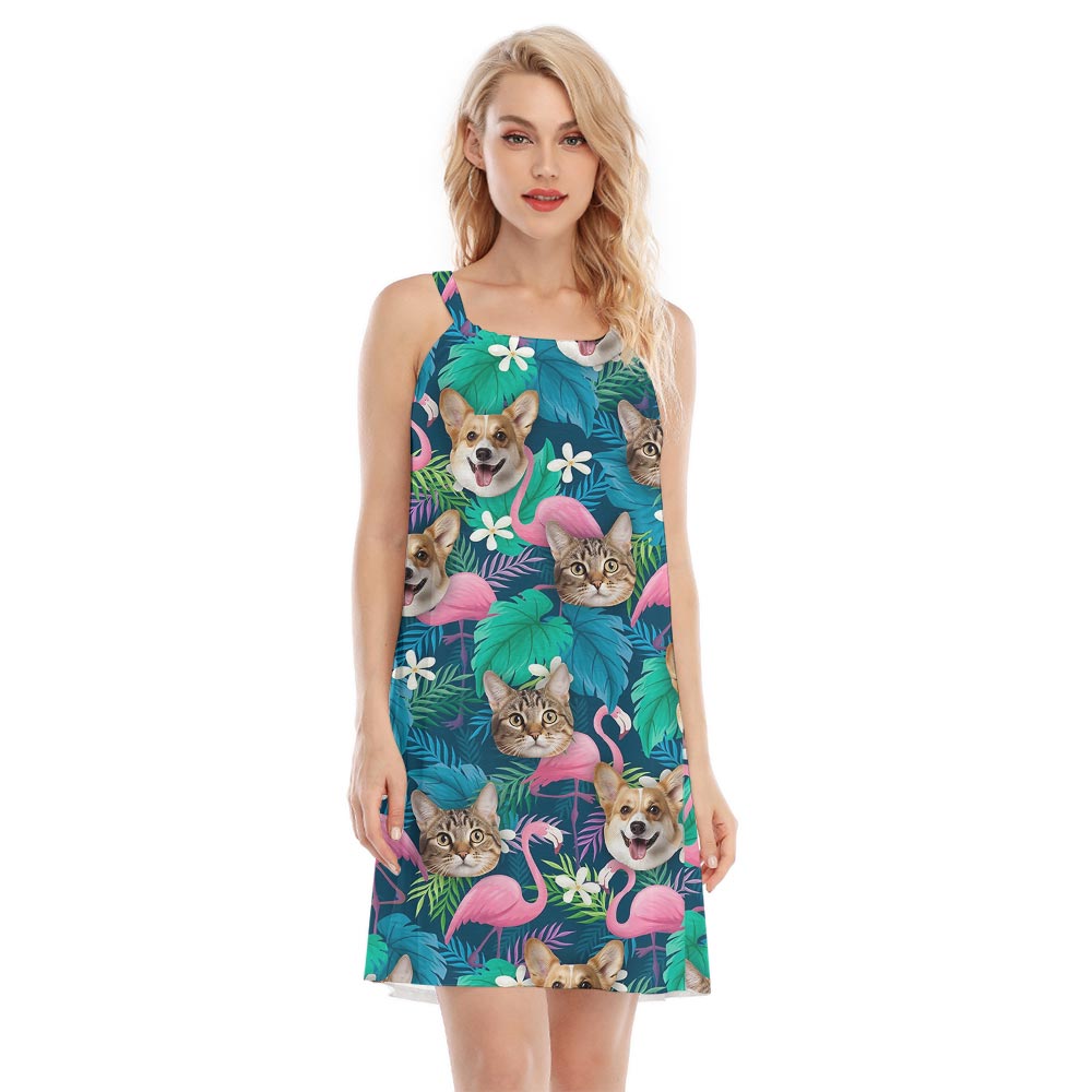 Custom Hawaiian Dress With Dog Cat Face For Women - variant image 1