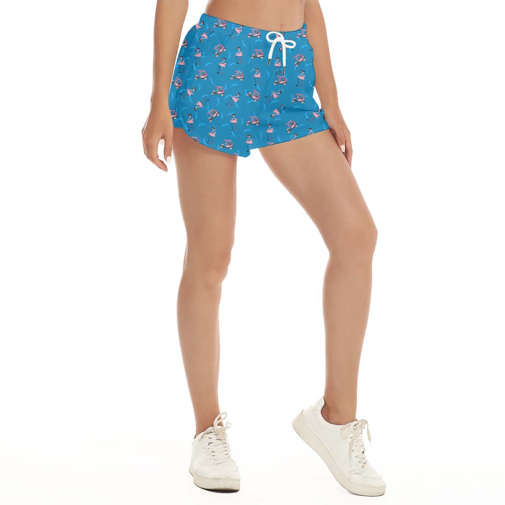 Flamingo Golf Lover Blue Women's Shorts