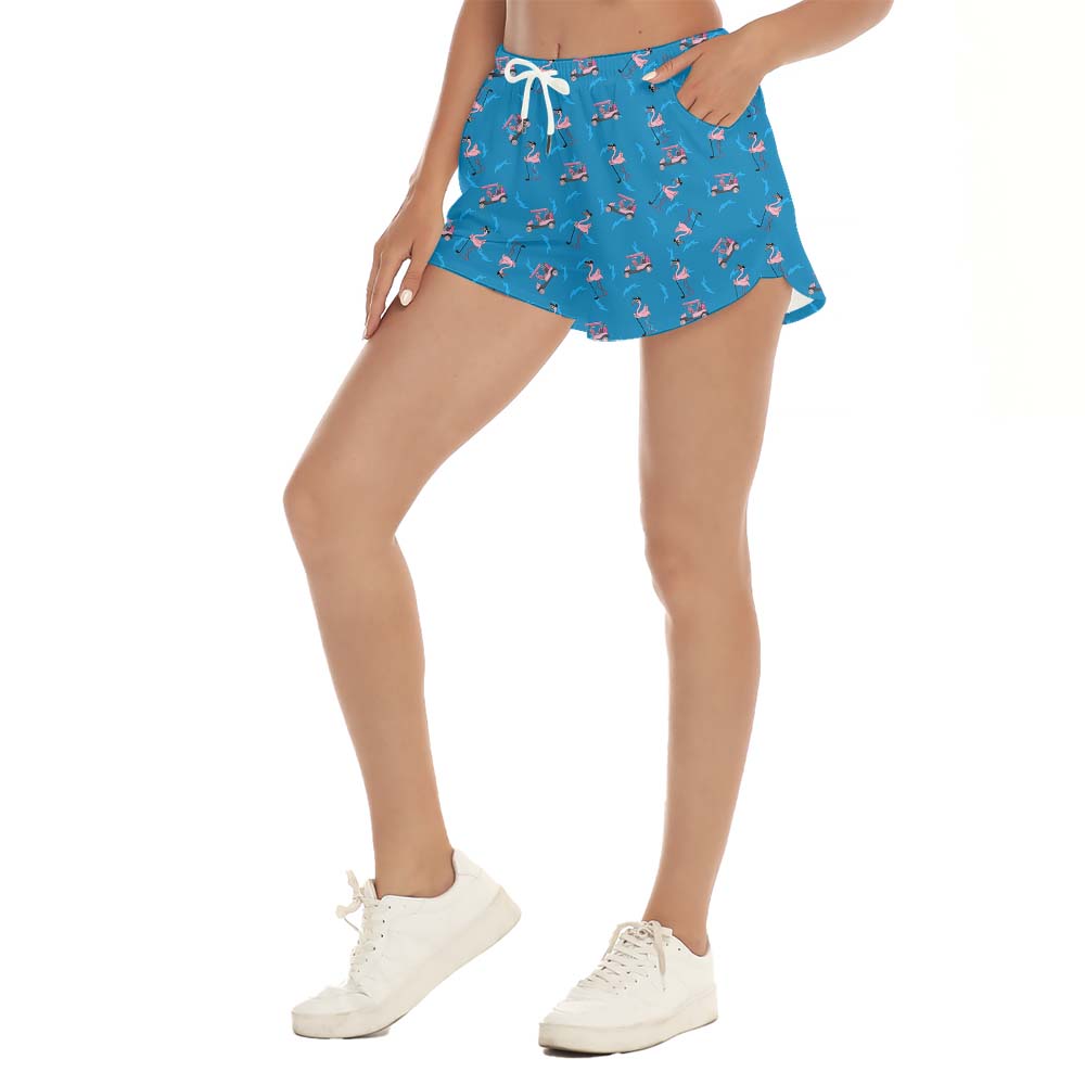 Flamingo Golf Lover Blue Women's Shorts