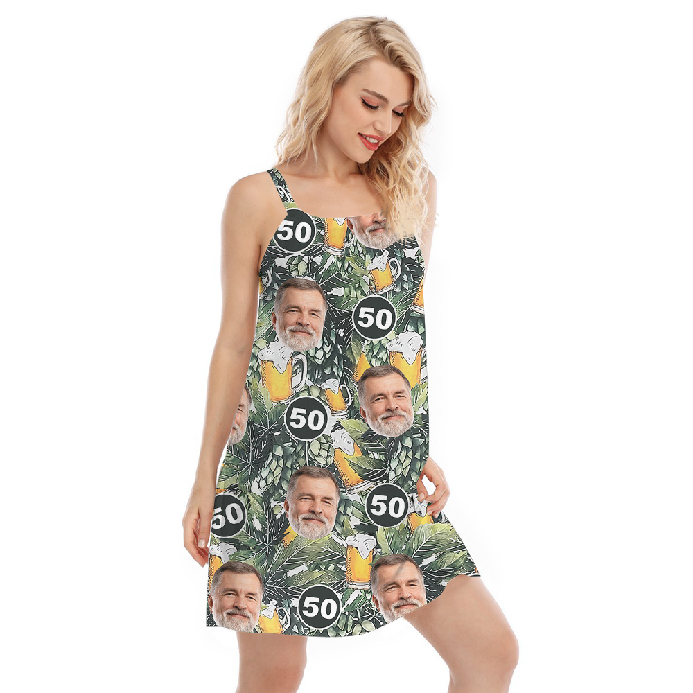 Custom Birthday Hawaiian Cami Dress with Face and Age