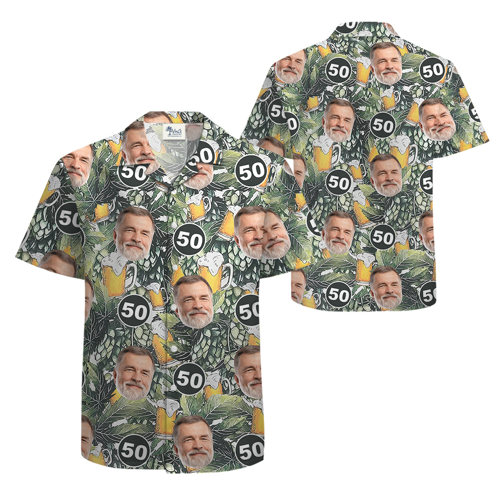 Custom Face and Age Birthday Hawaiian Shirt for Men