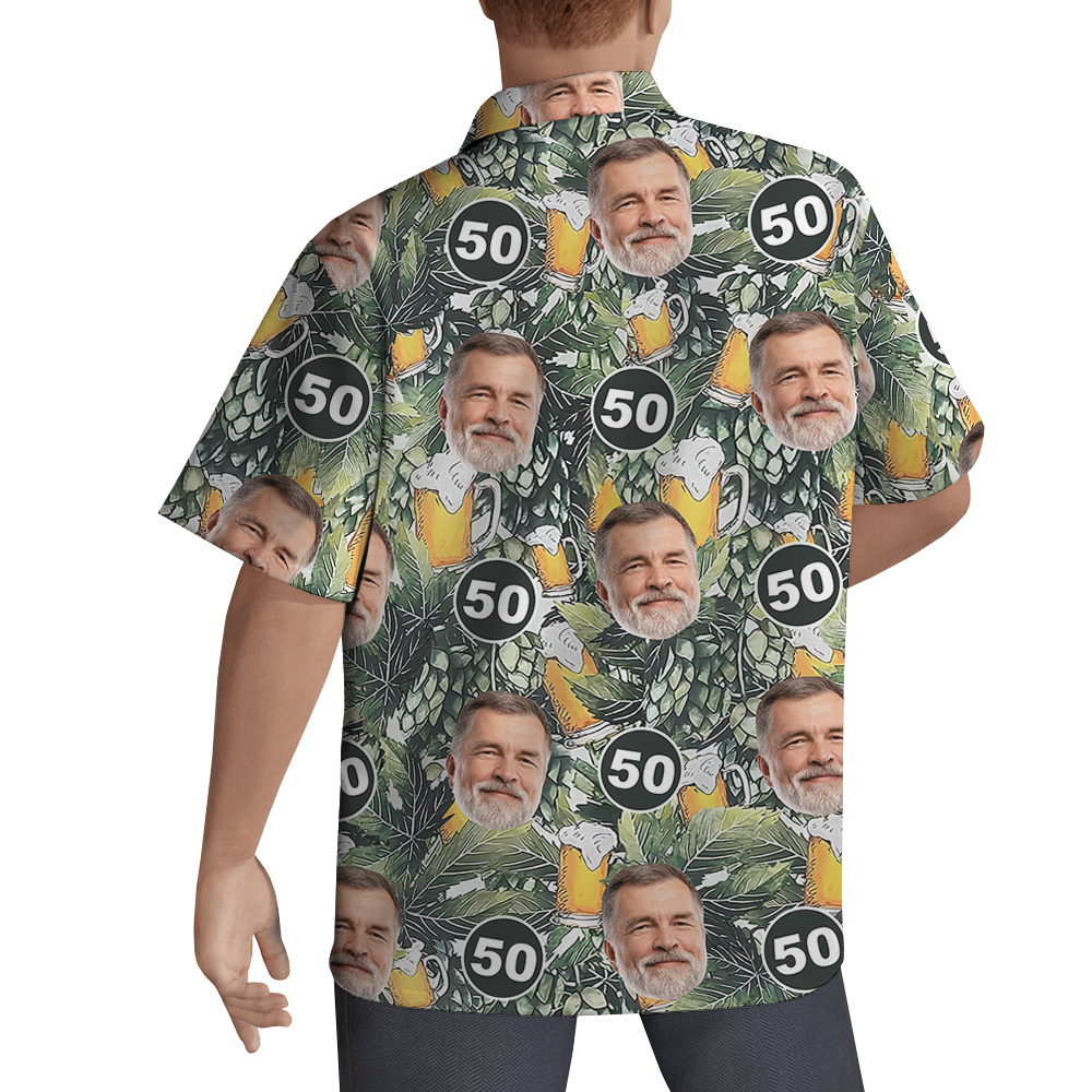 Custom Face and Age Birthday Hawaiian Shirt for Men