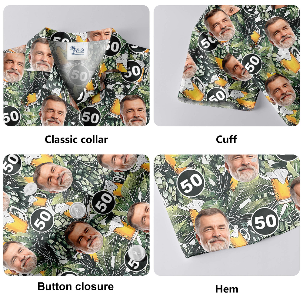 Custom Face and Age Birthday Hawaiian Shirt for Men