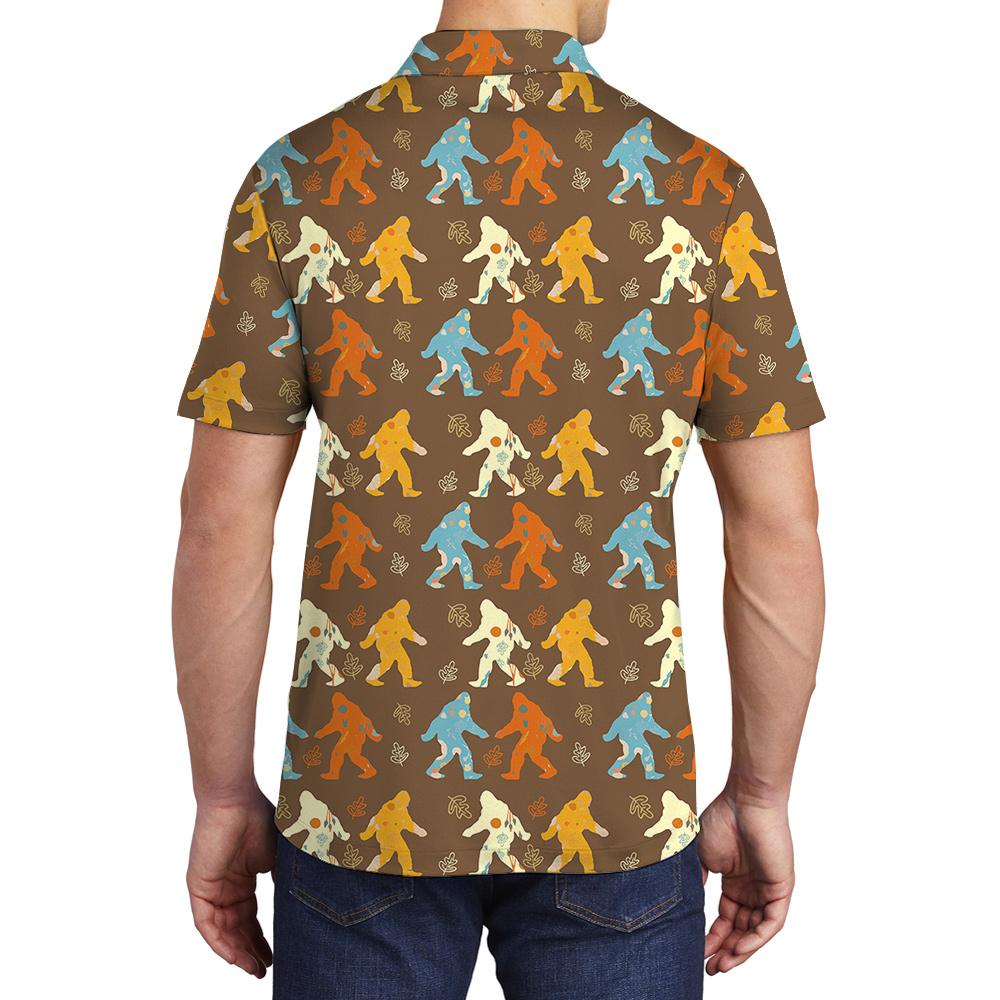 Cute Colorful Bigfoot Hawaiian Polo Shirt