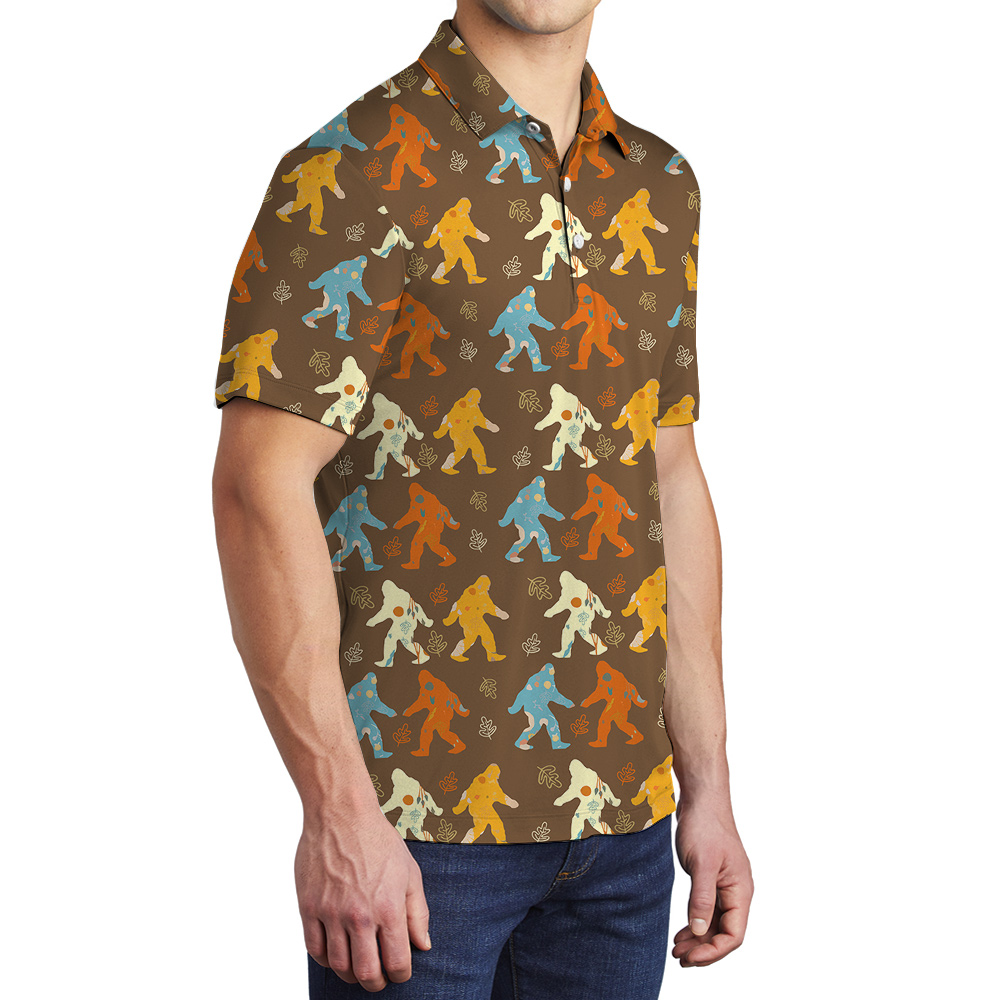 Cute Colorful Bigfoot Hawaiian Polo Shirt