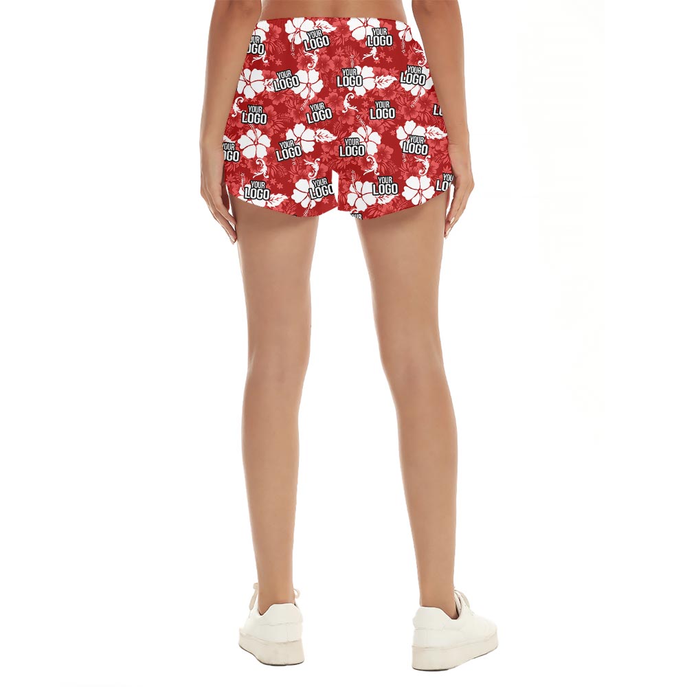 Red Personalized Beach Shorts For Women With Logo