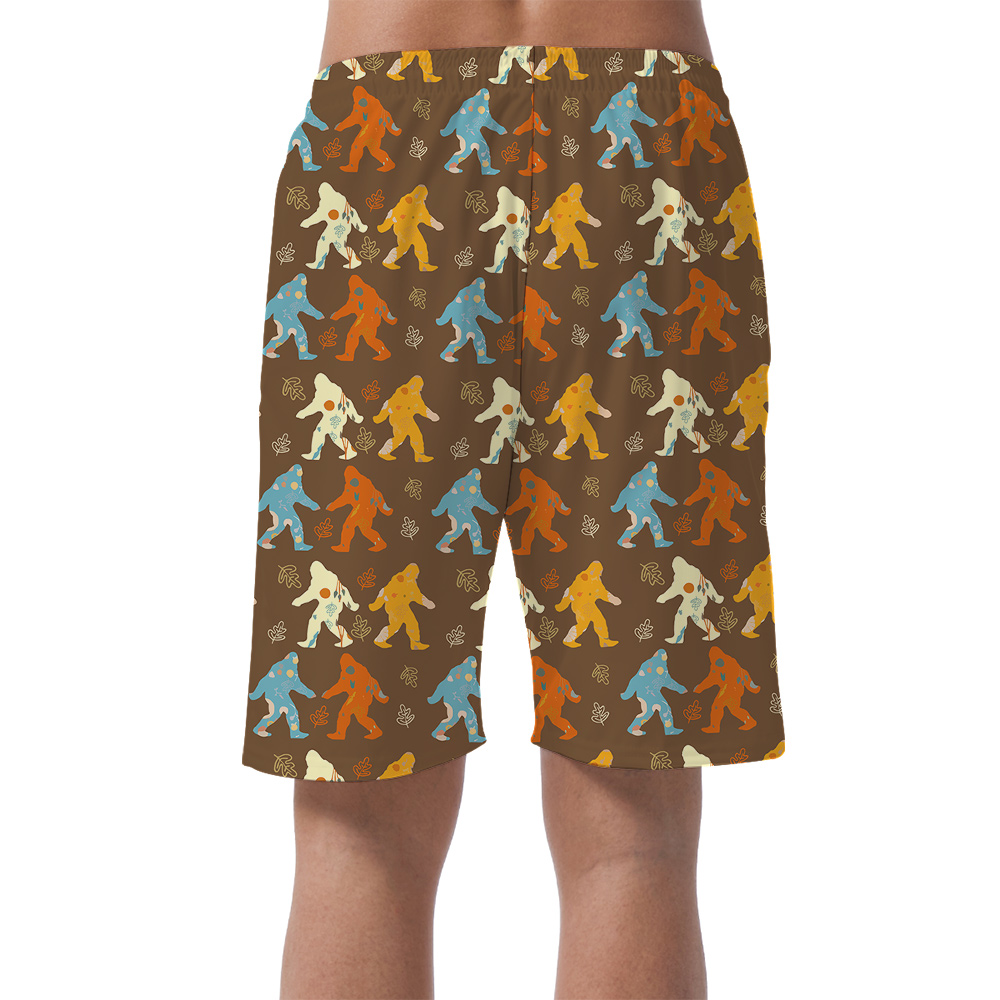 Funny Sasquatch Vintage Hawaiian Beach Shorts For Men