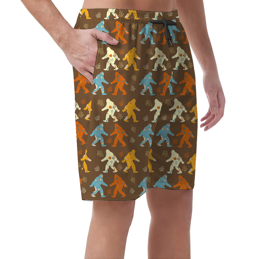 Funny Sasquatch Vintage Hawaiian Beach Shorts For Men