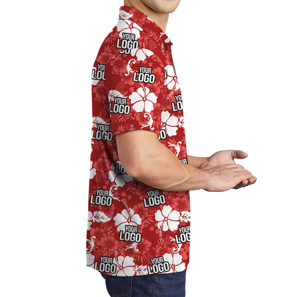 Custom Team Logo Hawaiian Polo Shirt For Men