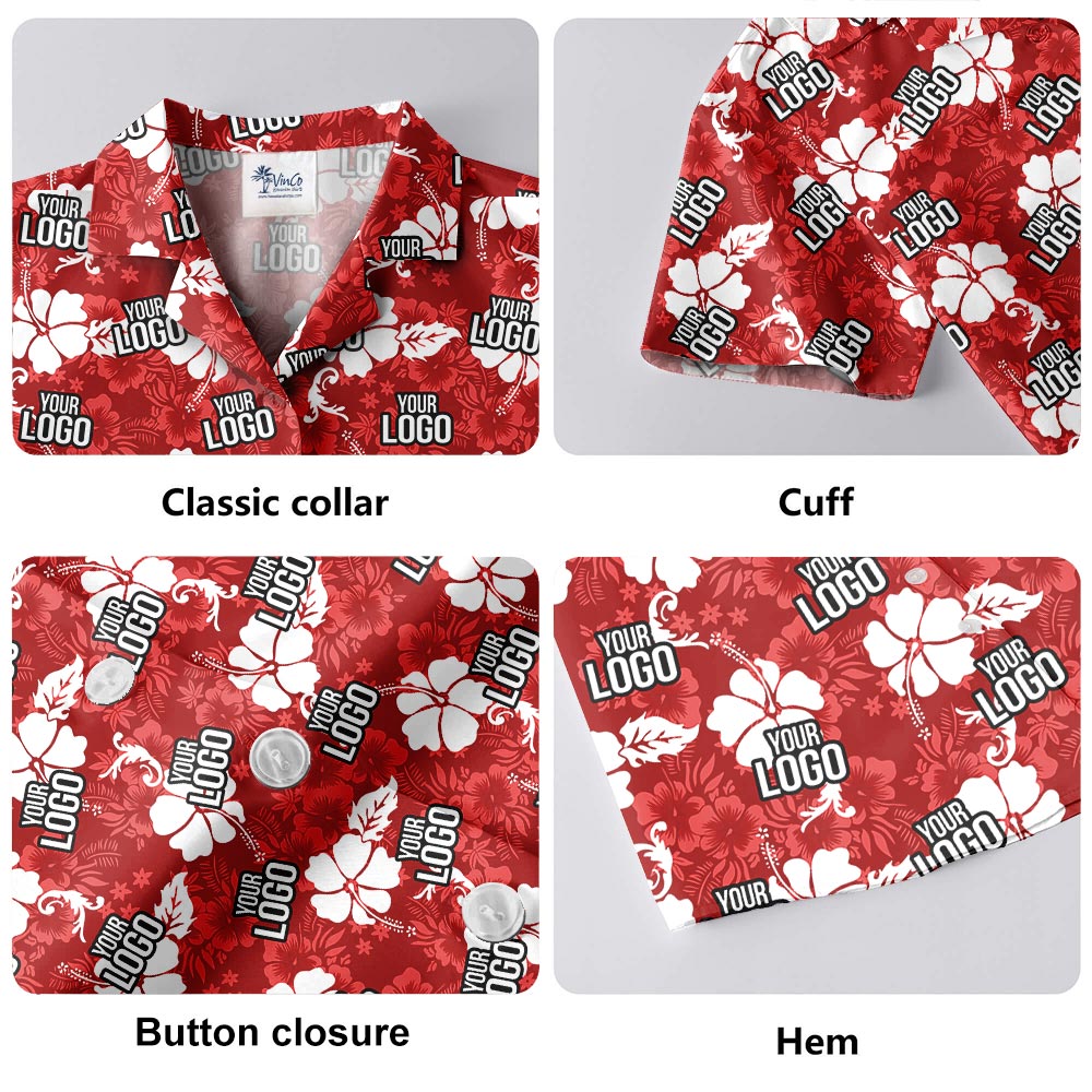 Personalized Red Hawaiian Shirt With Company Logo