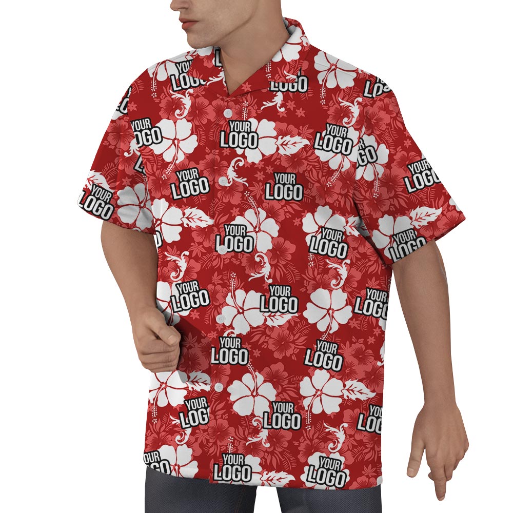 Personalized Red Hawaiian Shirt With Company Logo