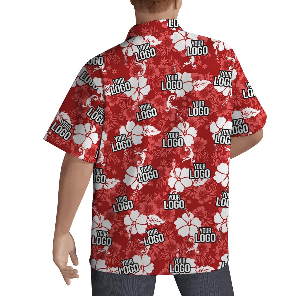 Personalized Red Hawaiian Shirt With Company Logo