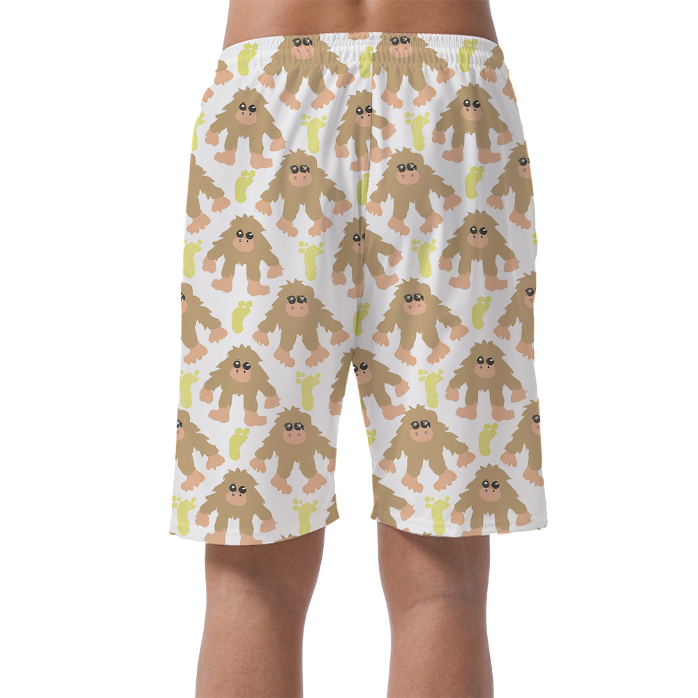 Cute Bigfoot Men's Hawaiian Beach Shorts For Summer