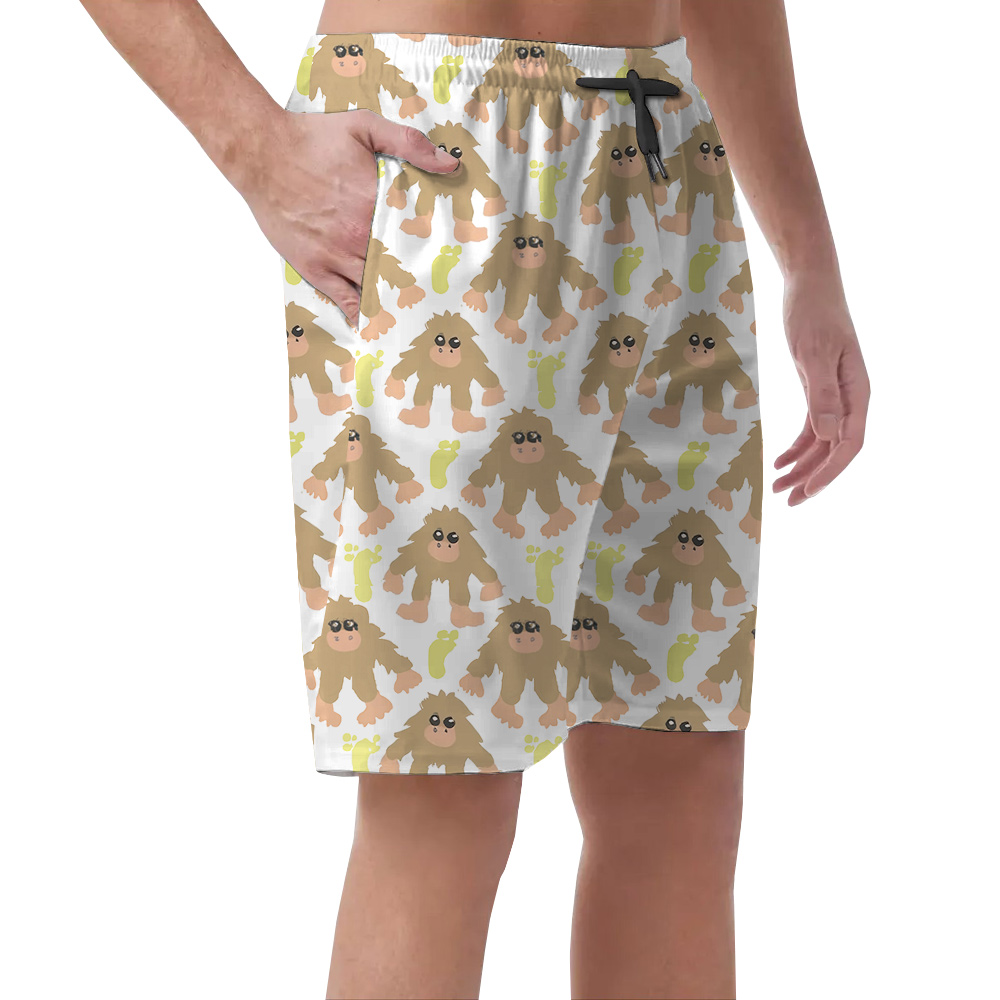 Cute Bigfoot Men's Hawaiian Beach Shorts For Summer