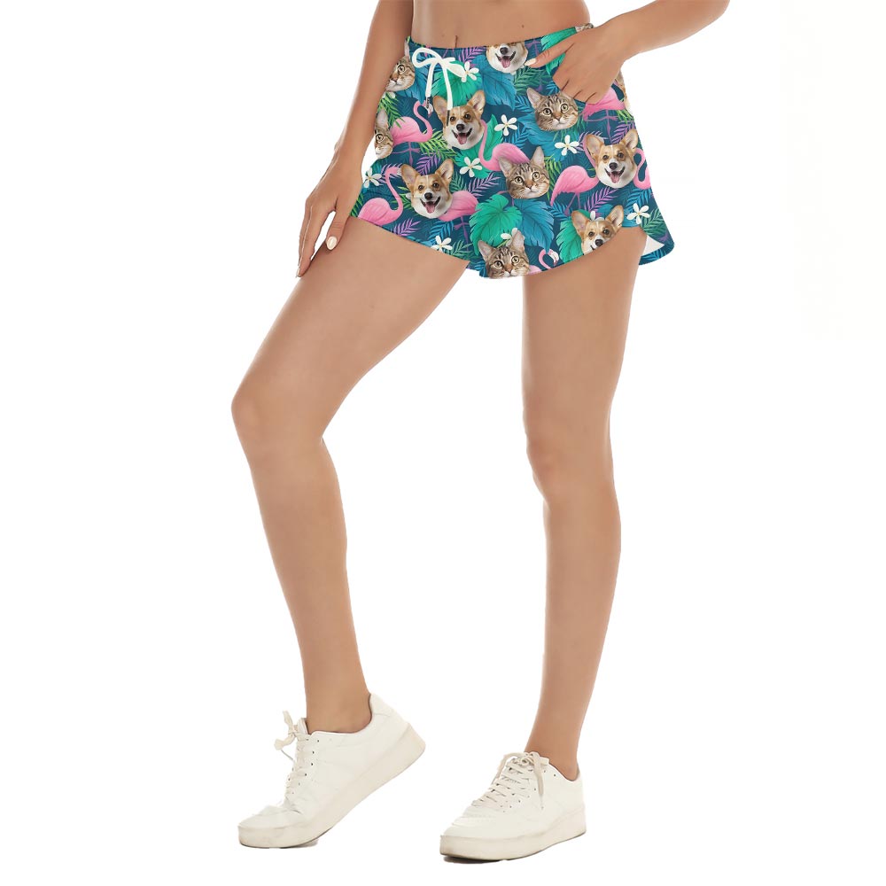 Custom Hawaiian Shorts For Women With Pet Face