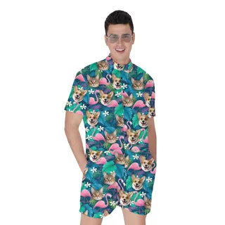Tropical Flamingo Custom Romper With Photo For Men