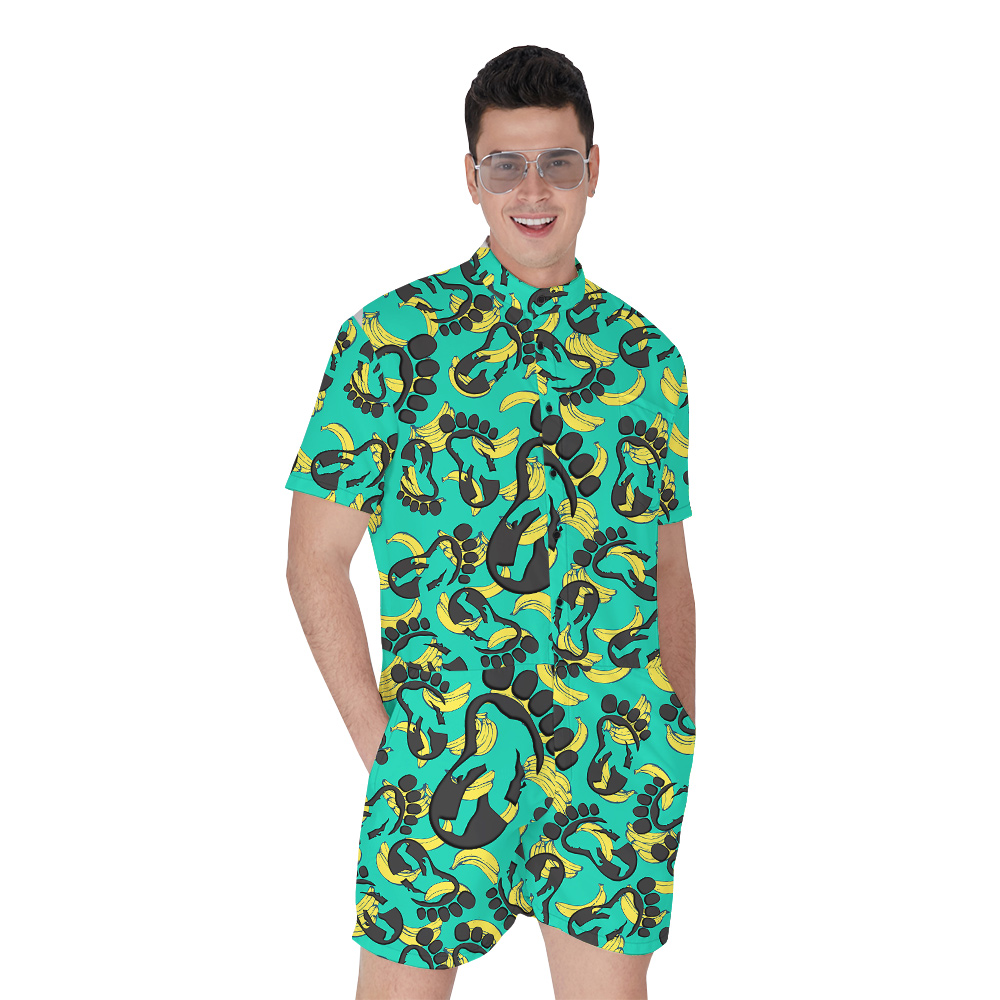 Funny Bigfoot Banana Men's Hawaiian Romper - variant image 1