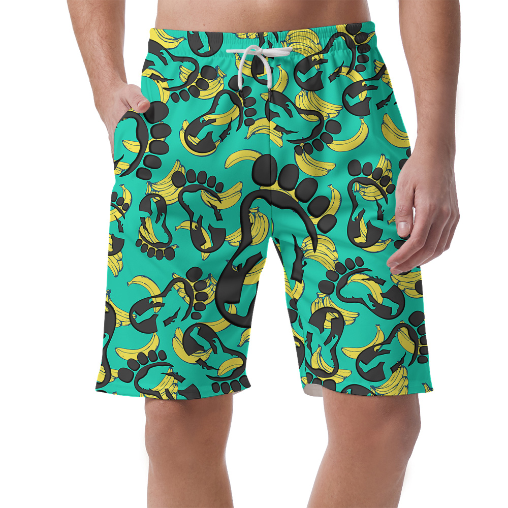 Funny Banana Bigfoot Hawaiian Beach Shorts For Men - variant image 1
