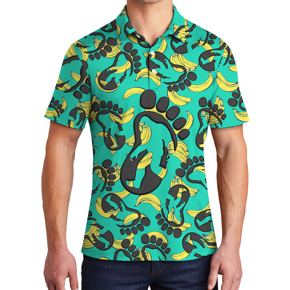Cute Sasquatch Banana Aloha Polo Shirt For Men - variant image 1
