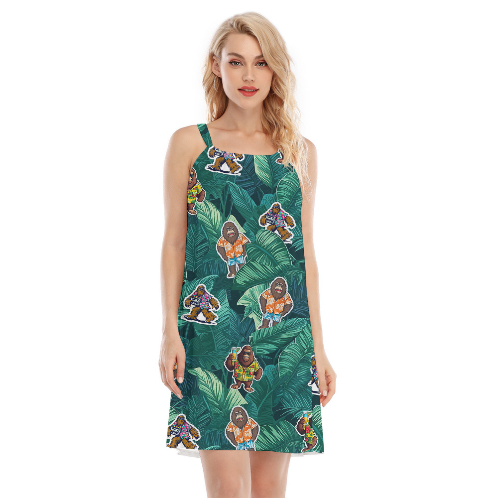 Cute Bigfoot Vacation Tropical Aloha Cami Dress For Women - variant image 1