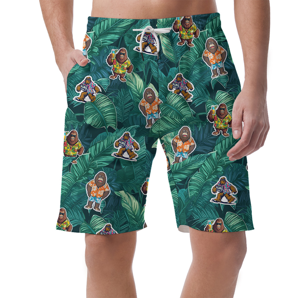 Tropical Bigfoot Vacation Hawaiian Beach Shorts For Men - variant image 1