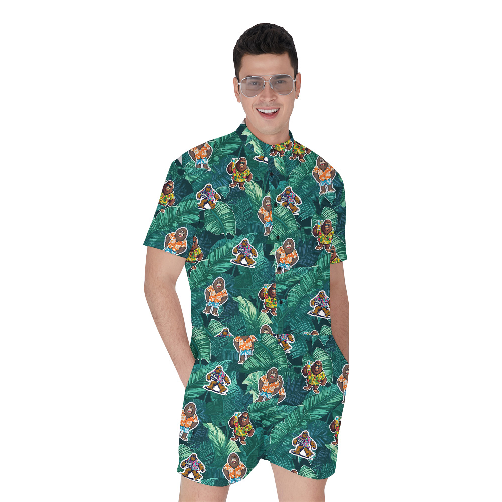Tropical Sasquatch Vacation Hawaiian Romper For Men - variant image 1