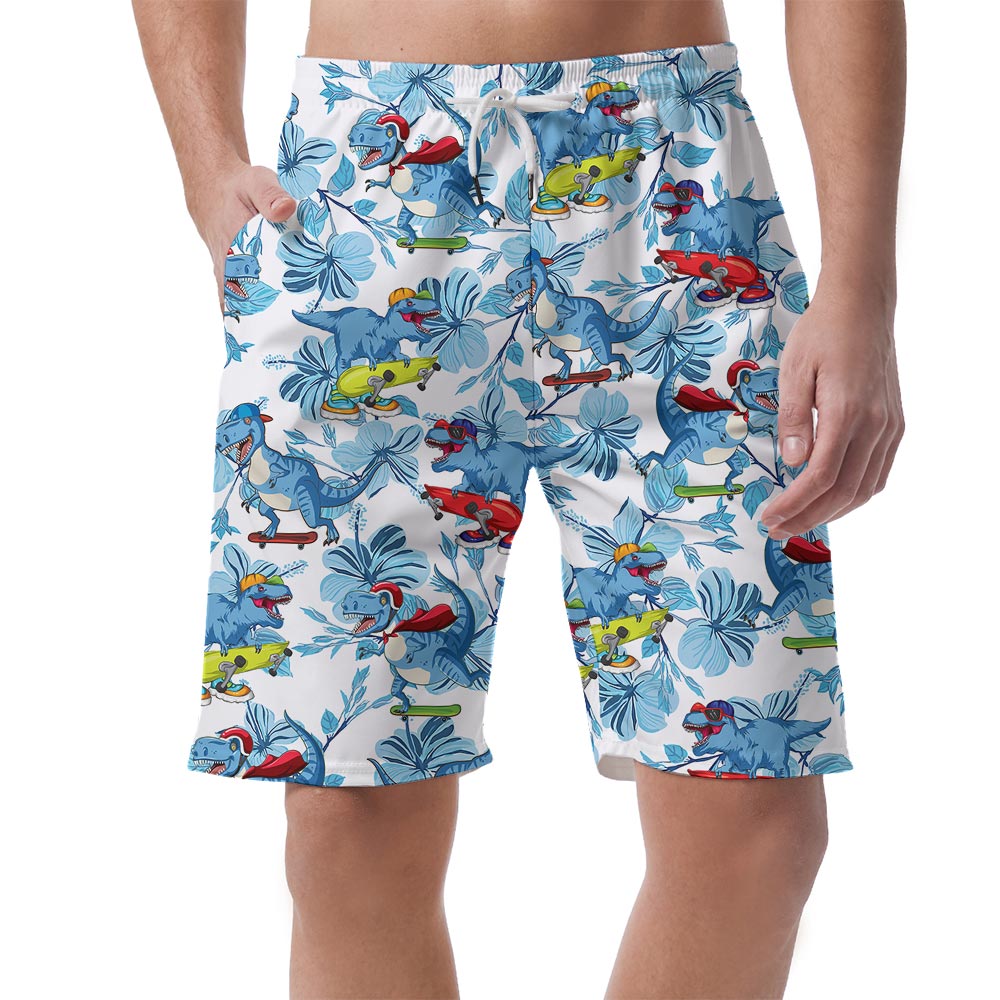 Men's Hawaiian Shorts With Dinosaur Skateboarding - variant image 1