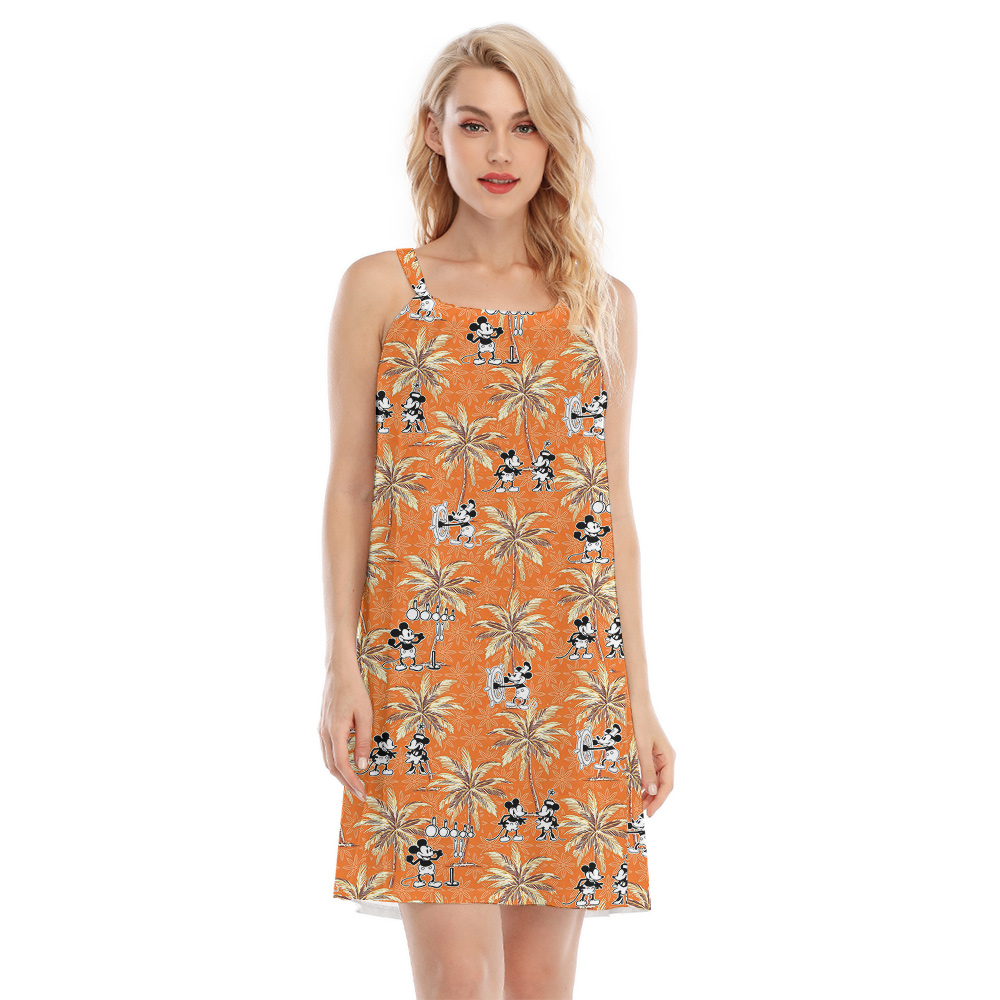 Retro Mickey Steamboat Willie 1928 Orange Hawaiian Cami Dress - variant image 1