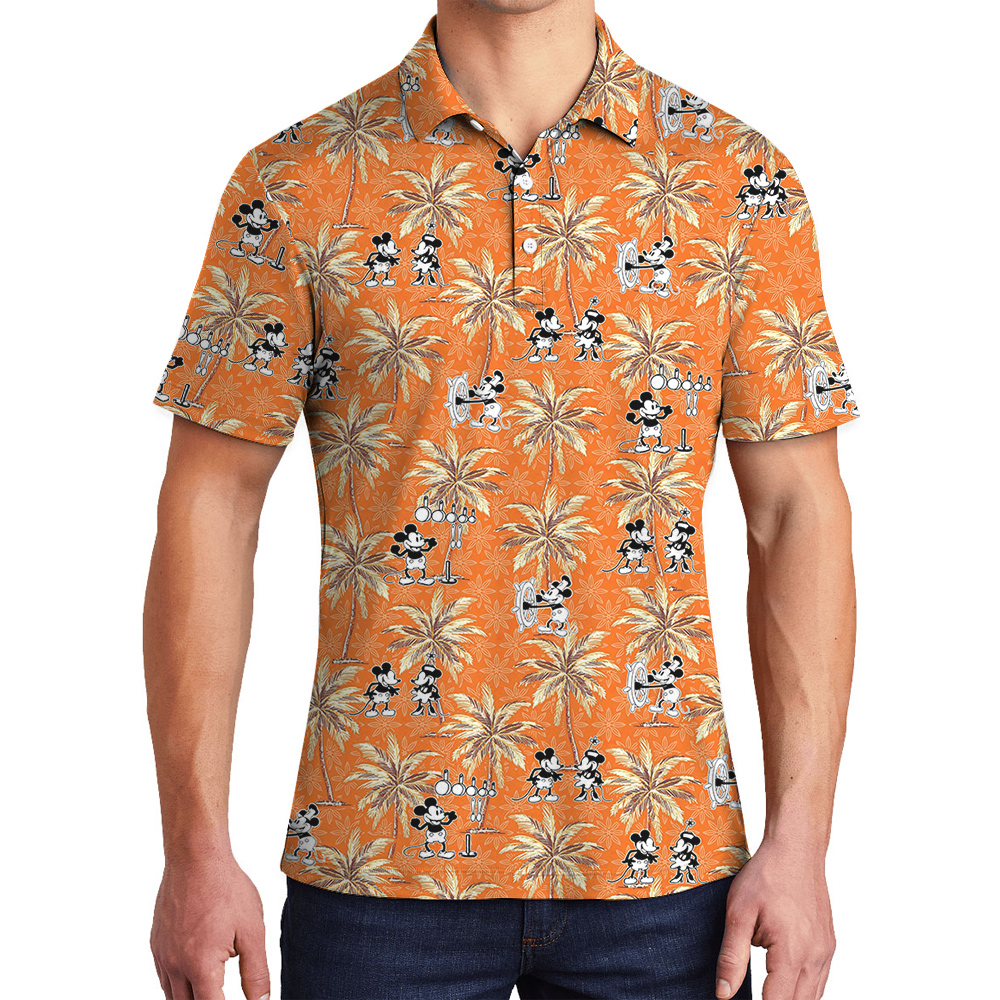 1928 Orange Mickey Steamboat Willie Polo Shirt for Men - variant image 1