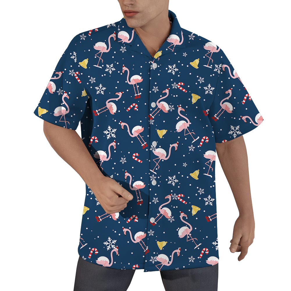 Men's Flamingo Christmas Hawaii Shirt Navy - variant image 1