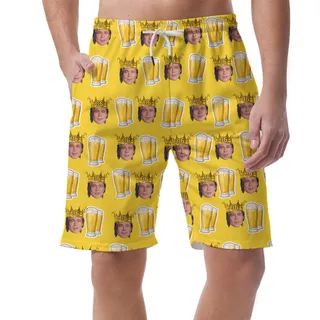 Funny Beer And Birthday King Men's Beach Shorts