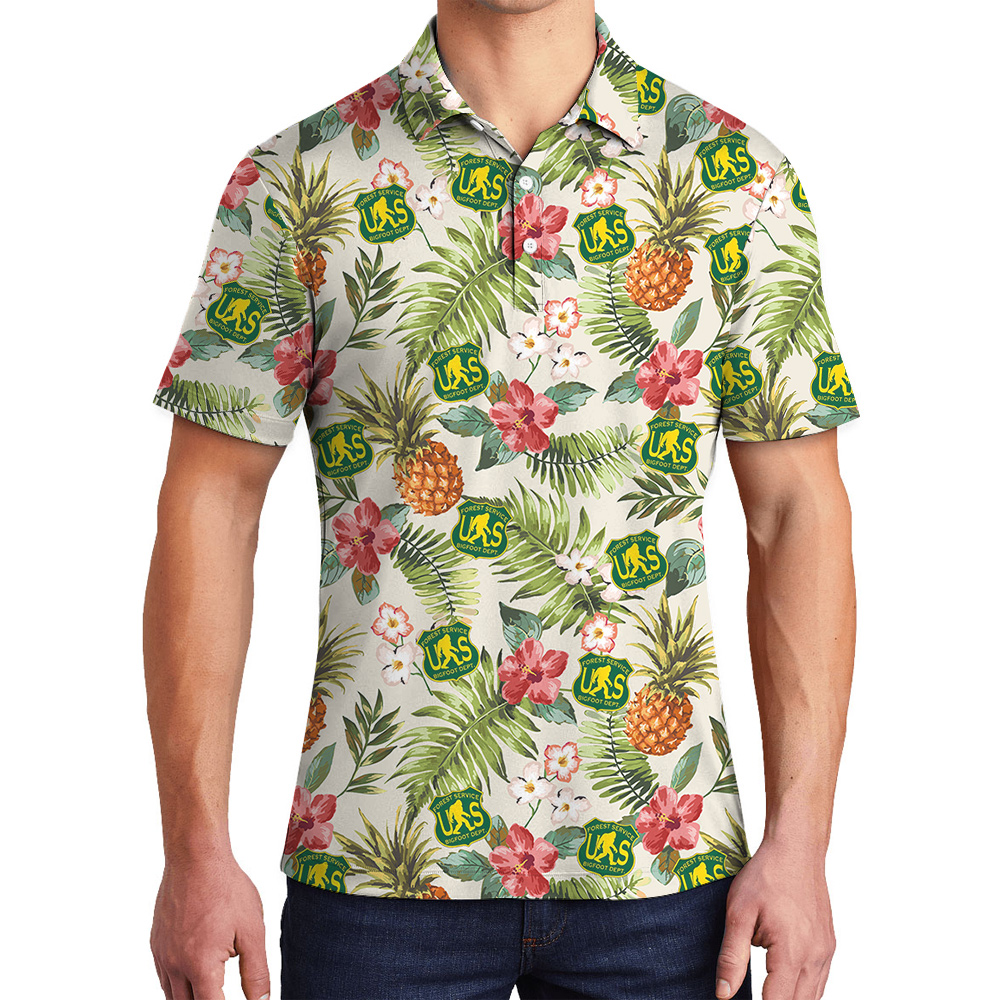 Tropical Sasquatch Forest Service US Hawaiian Polo Shirt For Men - variant image 1
