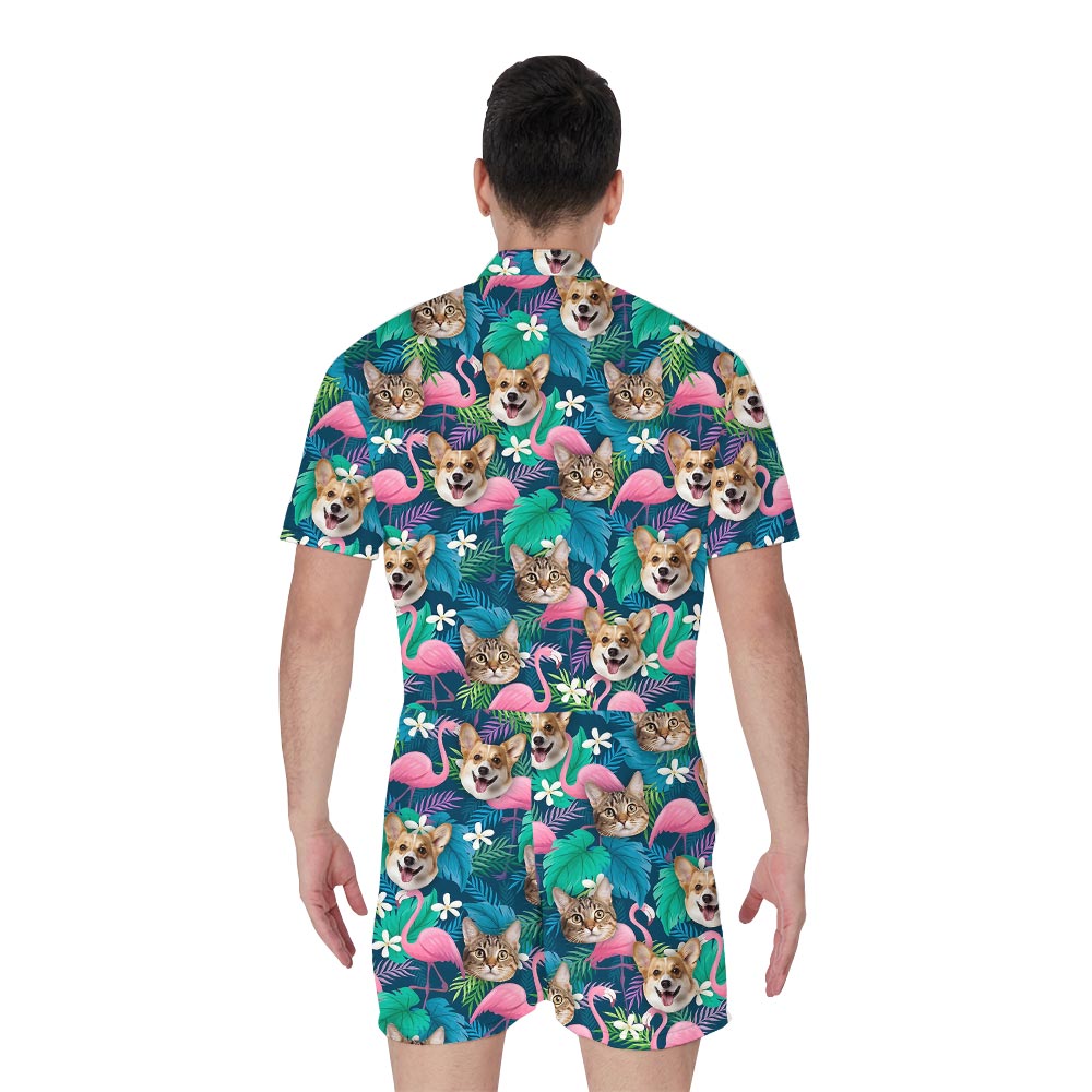 Tropical Flamingo Custom Romper With Photo For Men