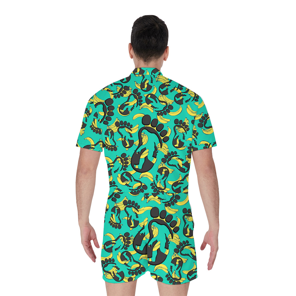 Funny Bigfoot Banana Men's Hawaiian Romper