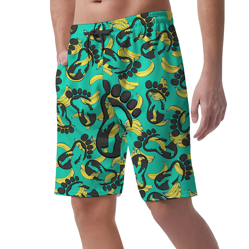 Funny Banana Bigfoot Hawaiian Beach Shorts For Men