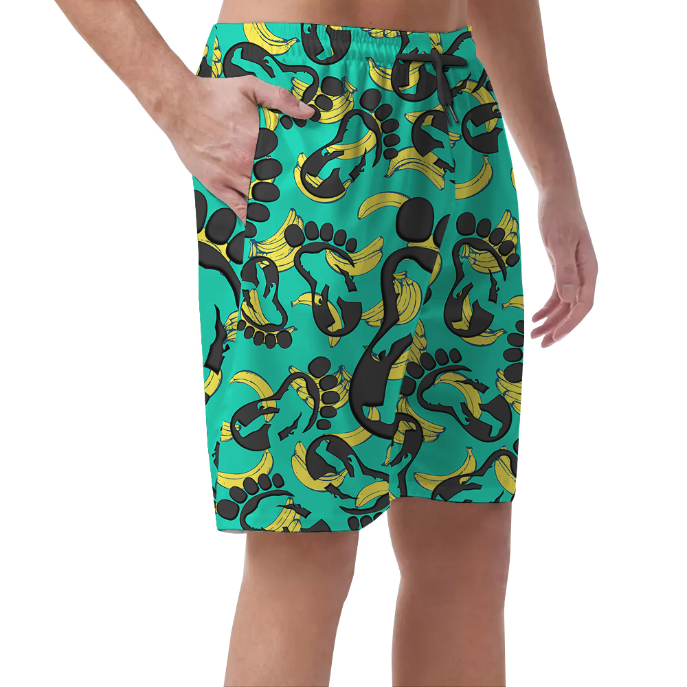 Funny Banana Bigfoot Hawaiian Beach Shorts For Men