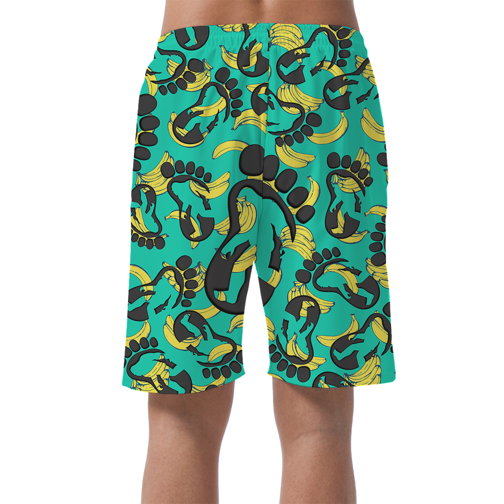 Funny Banana Bigfoot Hawaiian Beach Shorts For Men