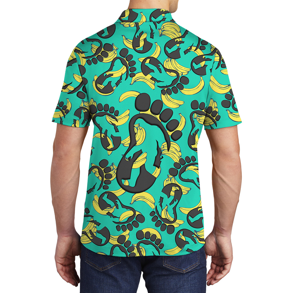 Cute Sasquatch Banana Aloha Polo Shirt For Men