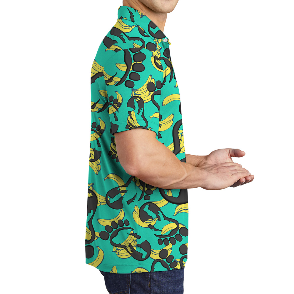 Cute Sasquatch Banana Aloha Polo Shirt For Men
