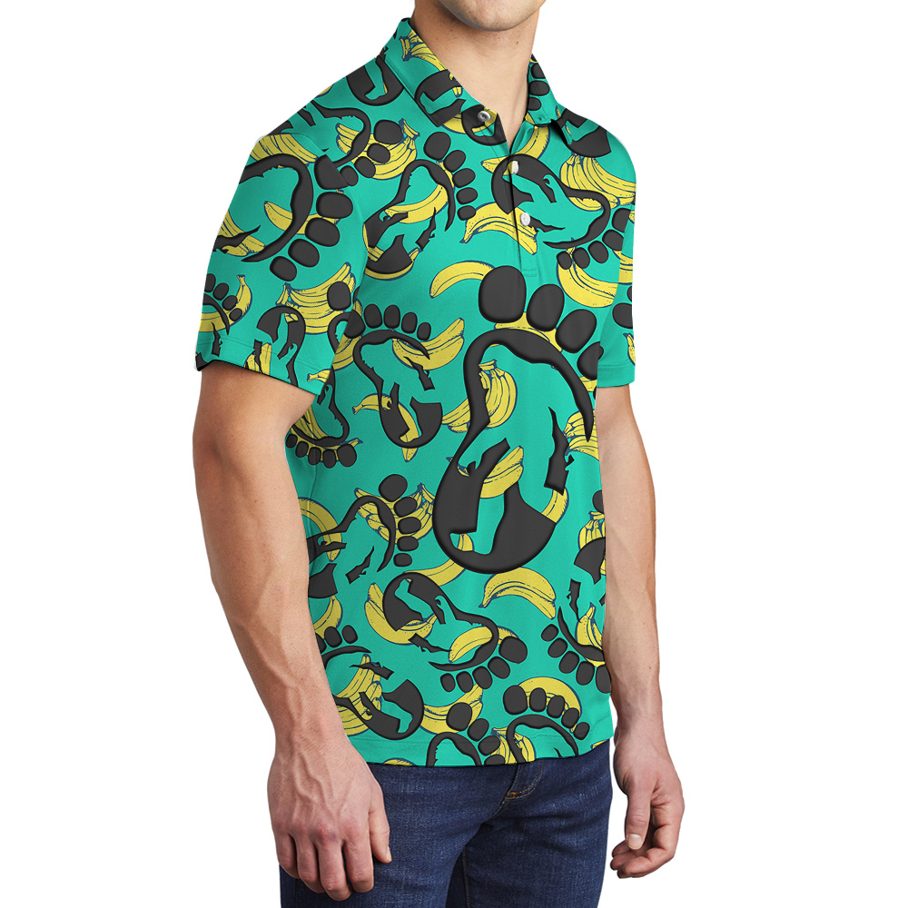 Cute Sasquatch Banana Aloha Polo Shirt For Men