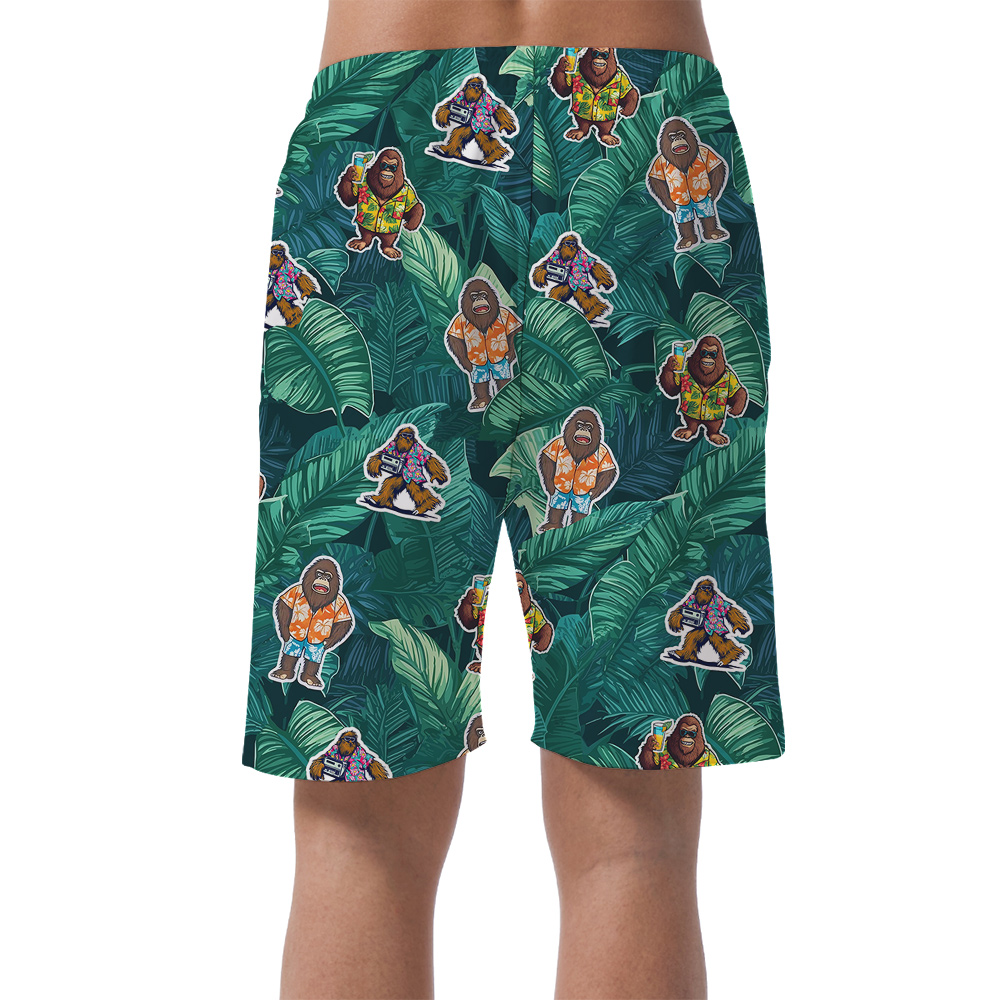Tropical Bigfoot Vacation Hawaiian Beach Shorts For Men
