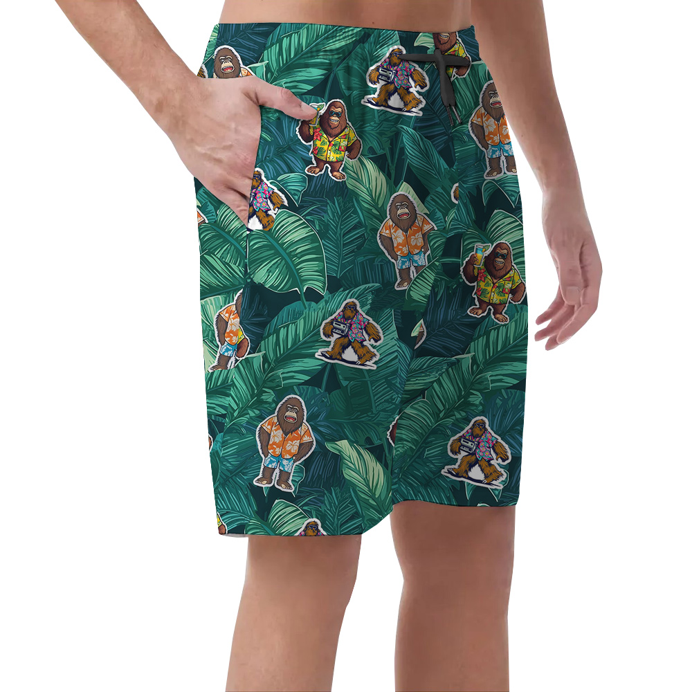 Tropical Bigfoot Vacation Hawaiian Beach Shorts For Men