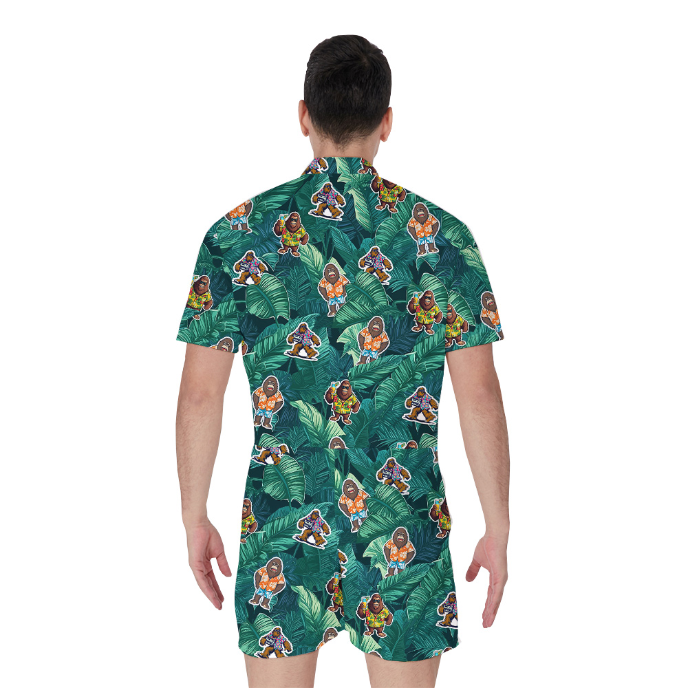 Tropical Sasquatch Vacation Hawaiian Romper For Men