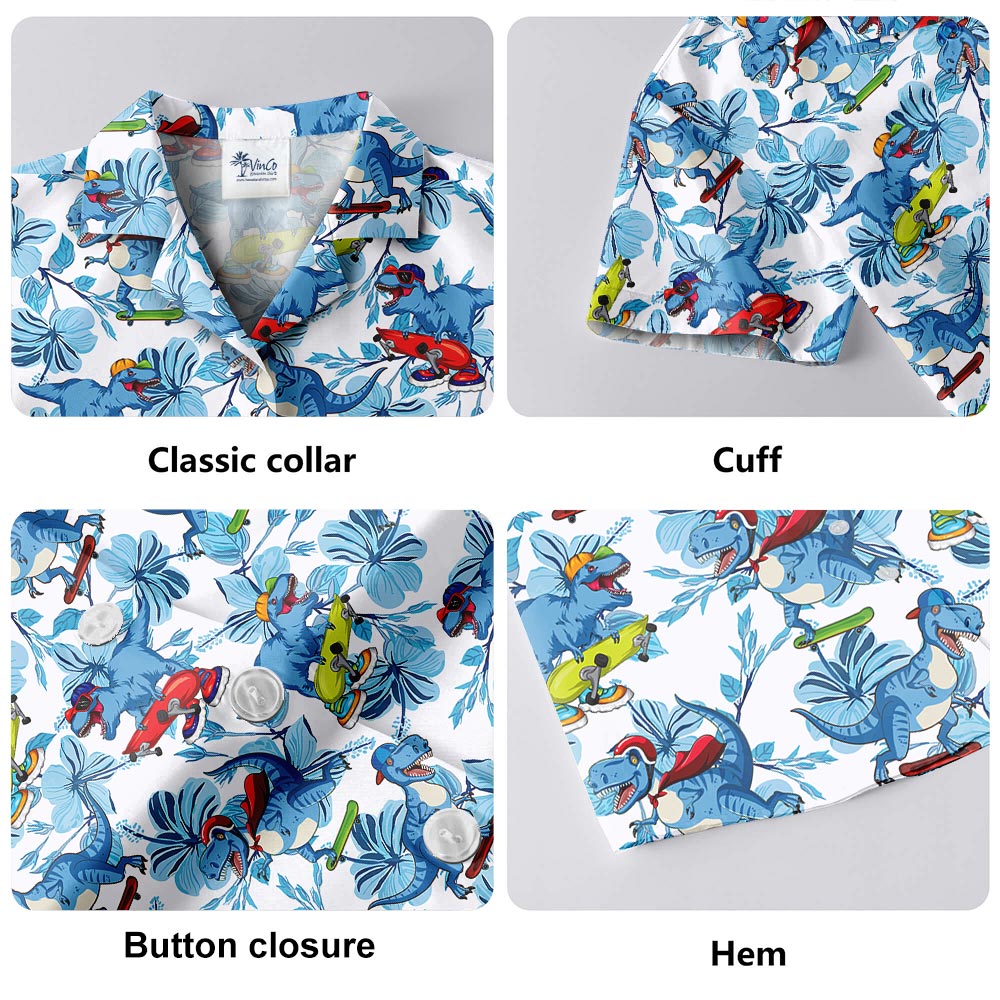 Dinosaur Skateboarding Hawaiian Shirt For Men