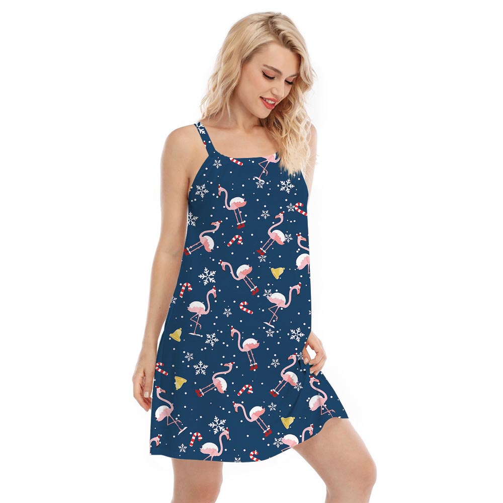 Women's Flamingo Christmas Dress With Hawaiian style